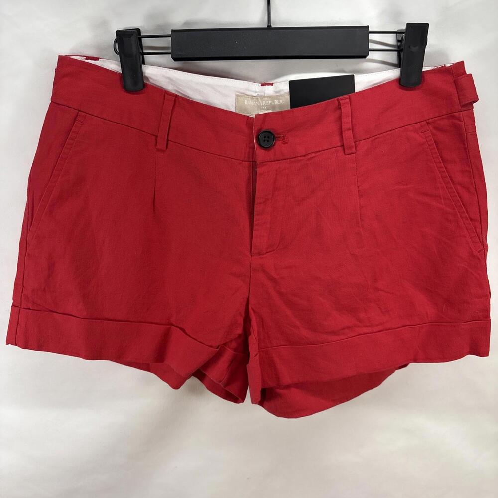 Banana Republic Martin Fit Women’s White 100% Cotton Mid Rise Chino Shorts Sz 6